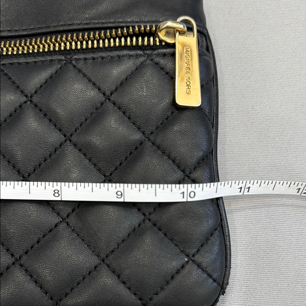 Michael Kors Black and Gold Quilted Leather Clutch